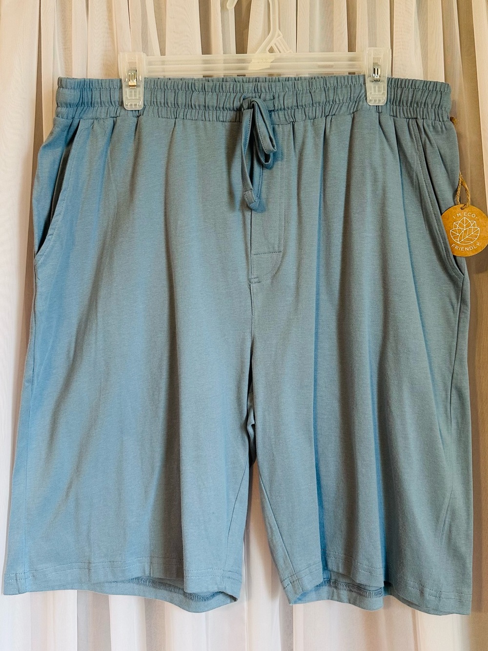 Dip Light Blue Soft Organic Cotton Drawstring Lounge Sleep Shorts Size L